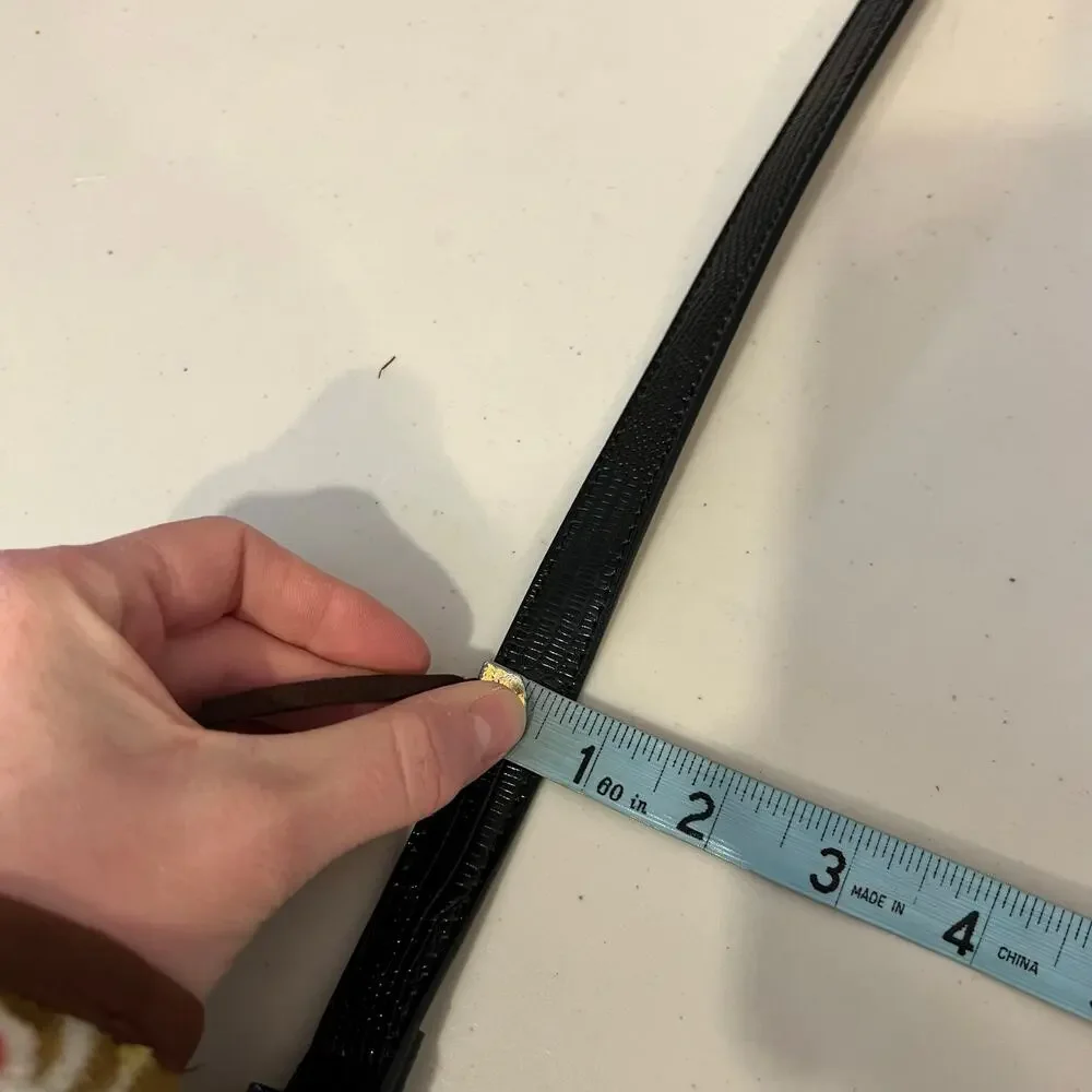 Vintage Black Vegan Leather Small Hook Buckle Belt Size Large